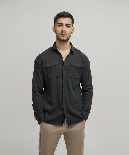 Men's Waffle Button Down Shirt